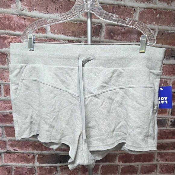 JoyLab Grey Fleece Shorts XXL High Rise French Terry Relaxed Fit Drawstring - Picture 1 of 5